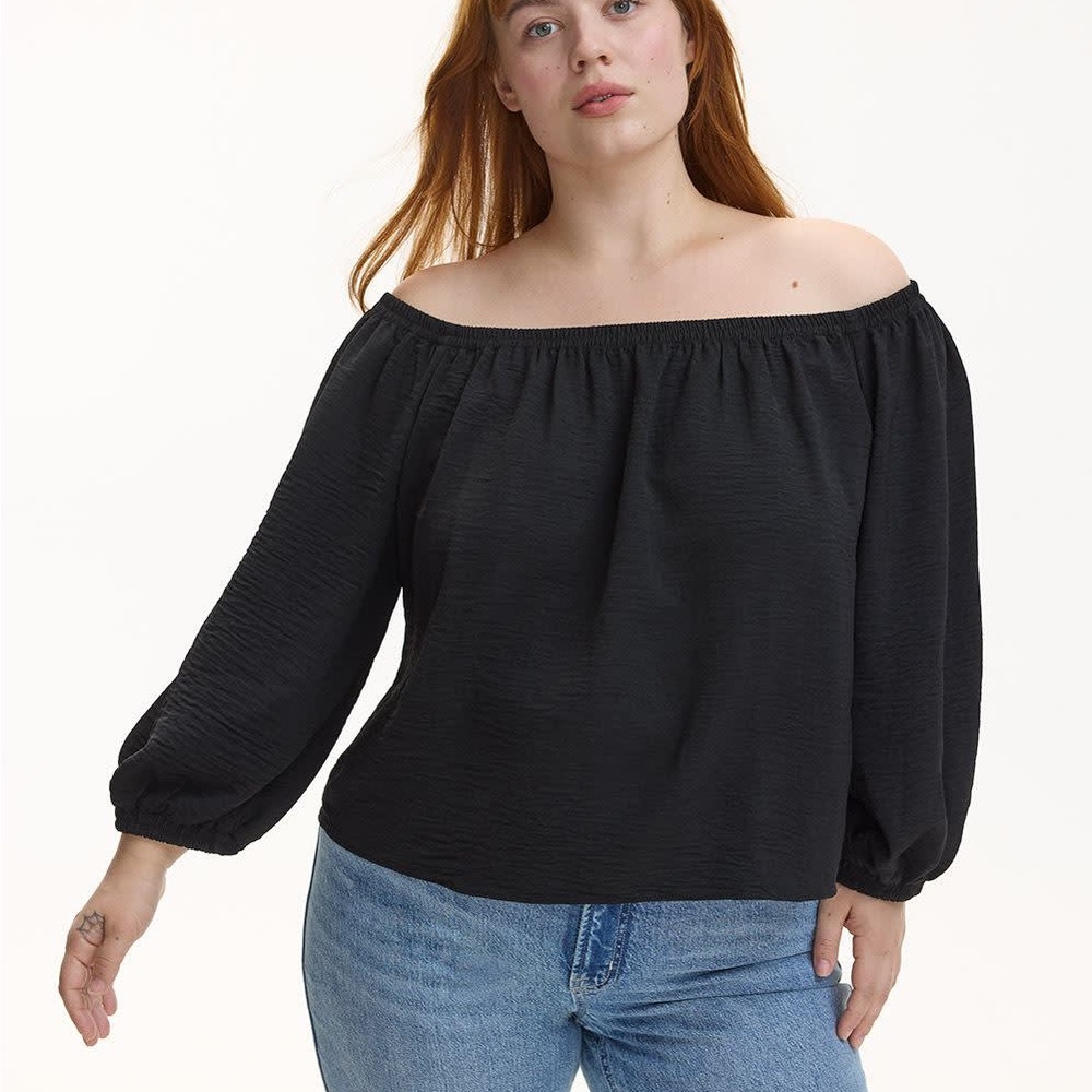 Reitmans Black Off-the-Shoulder Relaxed Blouse
